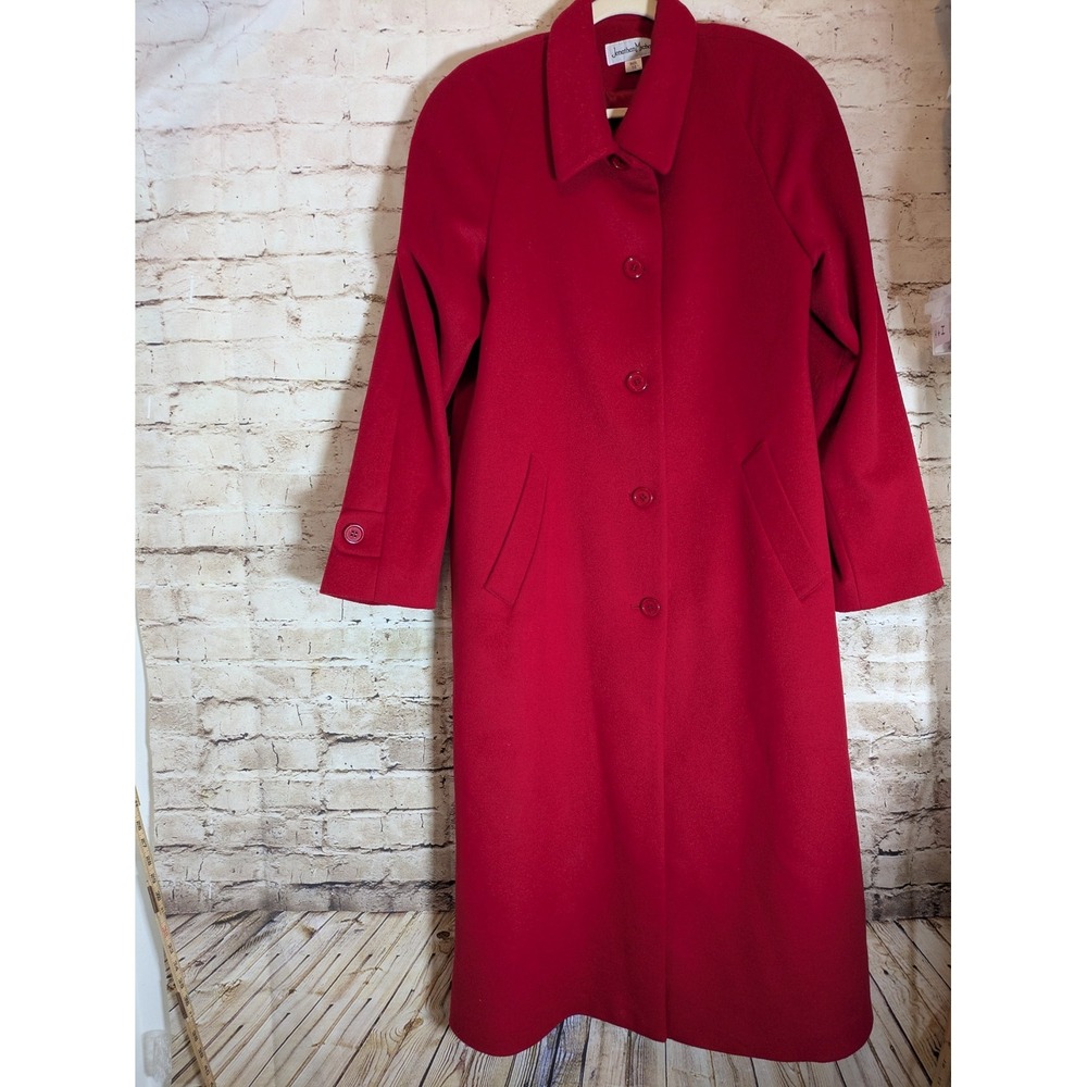 Jonathan Michael Lambswool Coat 10 In Cherry Red Full Length Heavyweight Long